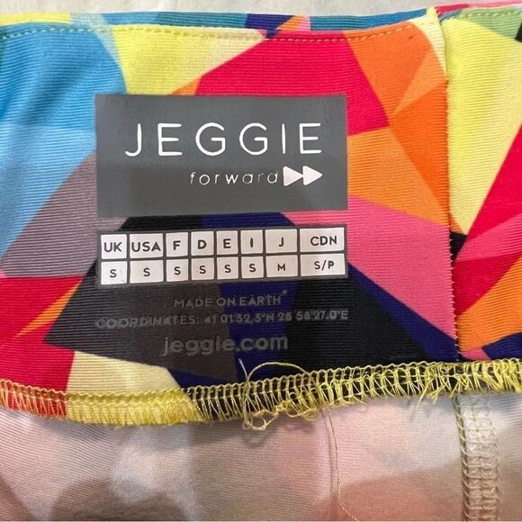 Jeggie forward geometric tile mosaic colorful luxe athletic leggings size small - Picture 11 of 12